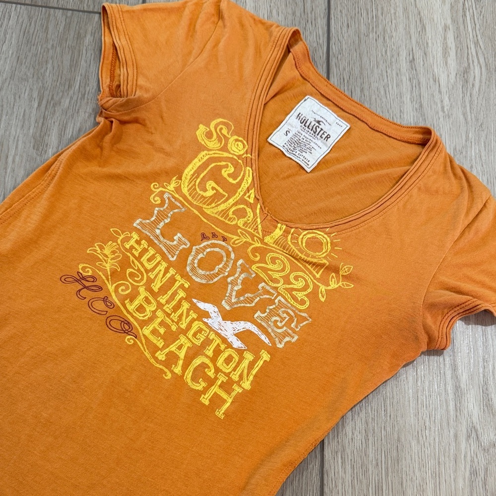 Y2K Hollister So Cal Huntington Beach Logo Baby Doll Shirt Sz S Trendy Retro
